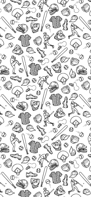 Black and White Baseball Doodle Wallpaper for iPhone