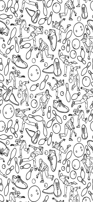 Black and White Bowling Doodle Wallpaper for iPhone
