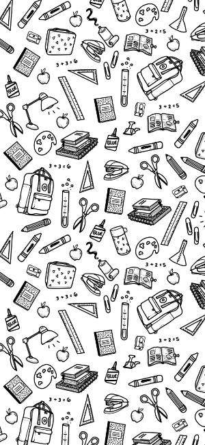 Black and White School Doodle Wallpaper for iPhone