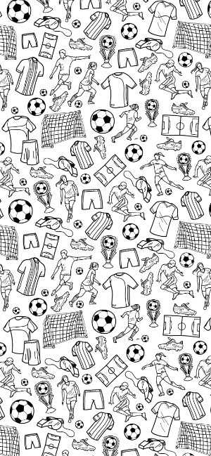 Black and White Soccer Doodle Wallpaper for iPhone