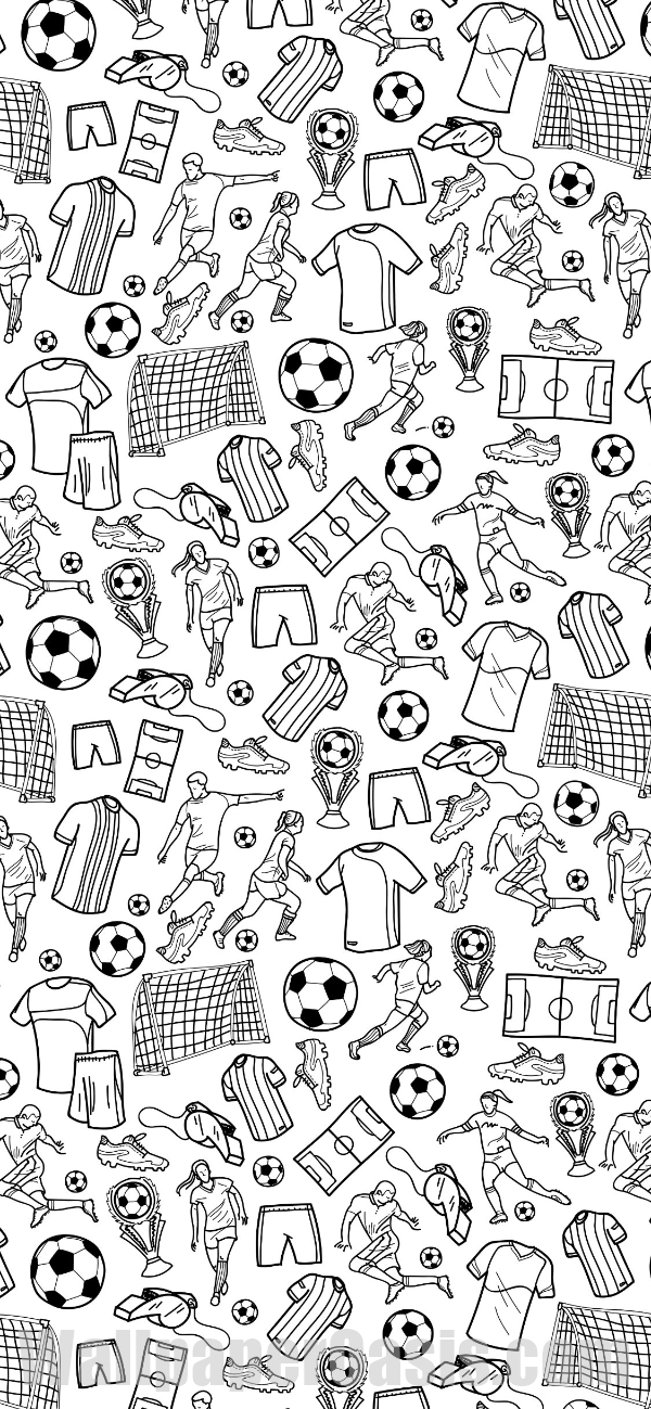 Black and White Soccer Doodle iPhone Wallpaper - available for iPhone 5 through iPhone X