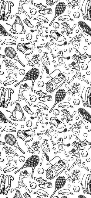 Black and White Tennis Doodle Wallpaper for iPhone