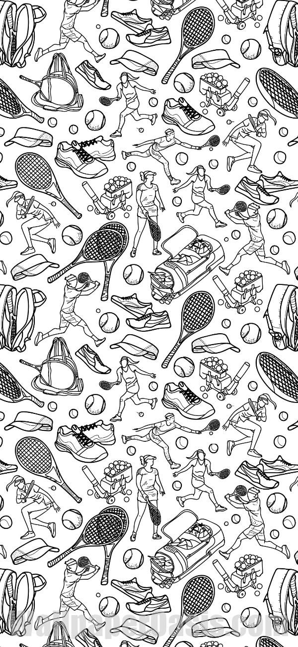Black and White Tennis Doodle iPhone Wallpaper