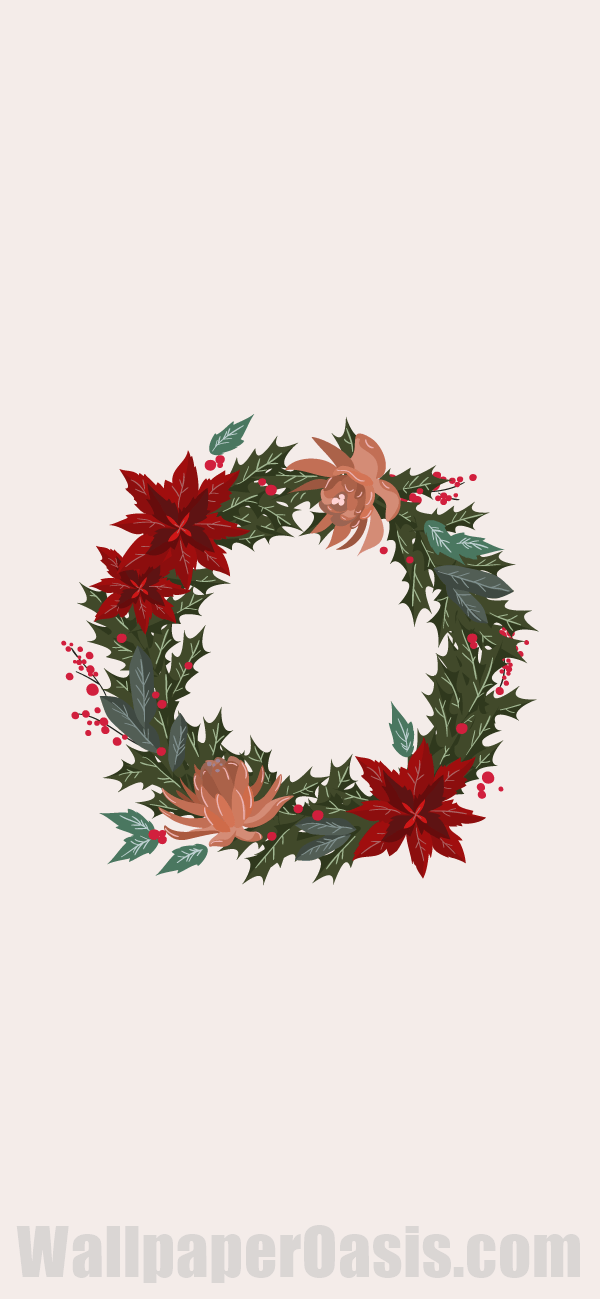 Christmas Wreath iPhone Wallpaper - available for iPhone 5 through iPhone X