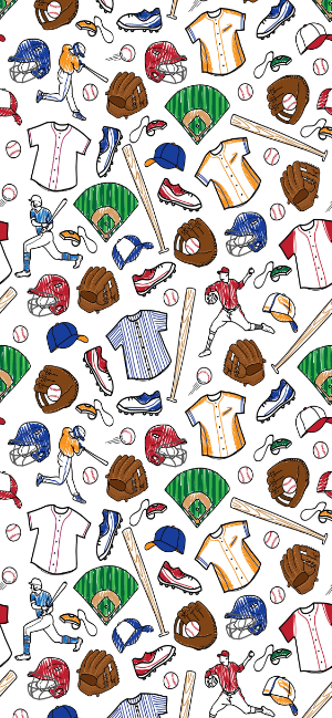 Colorful Baseball Doodle Wallpaper for iPhone