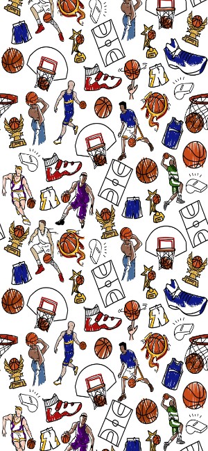 Colorful Basketball Doodle Wallpaper for iPhone