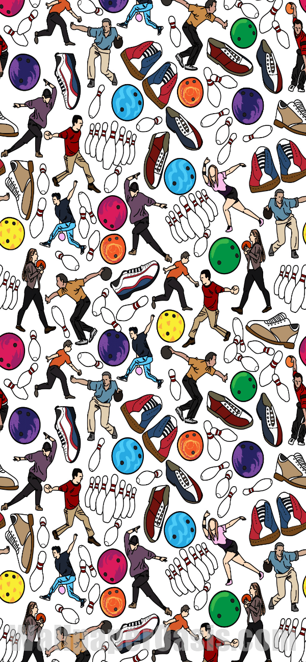 Colorful Bowling Doodle iPhone Wallpaper - available for iPhone 5 through iPhone X