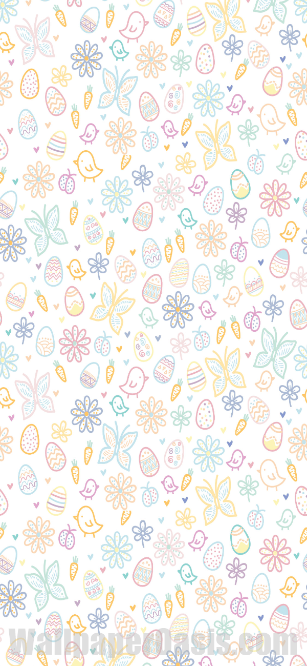 Colorful Easter Doodle iPhone Wallpaper - available for iPhone 5 through iPhone X