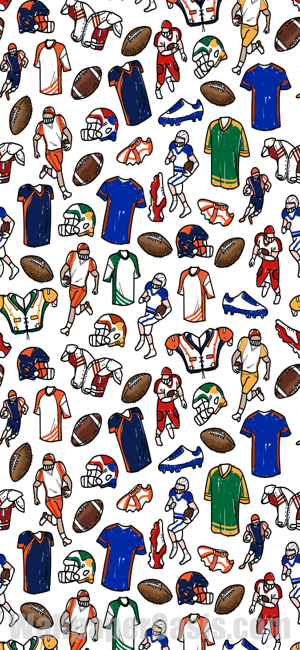 Colorful Football Doodle iPhone Wallpaper - available for iPhone 5 through iPhone X