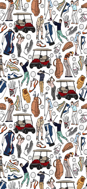 Colorful Golf Doodle Wallpaper for iPhone