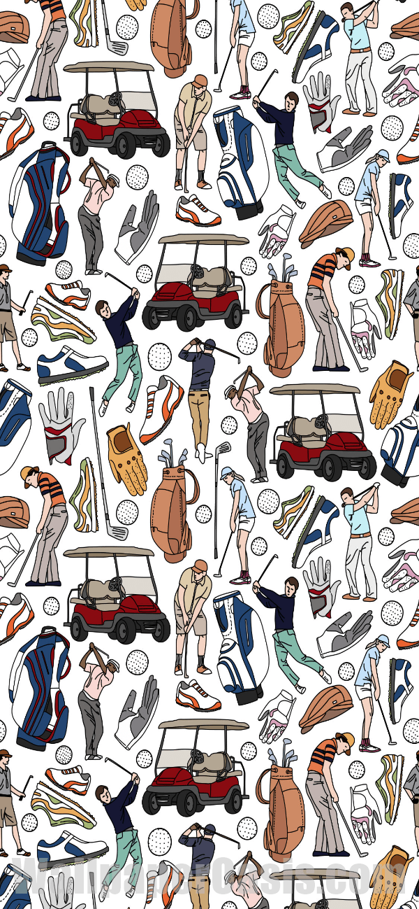 Colorful Golf Doodle iPhone Wallpaper - available for iPhone 5 through iPhone X
