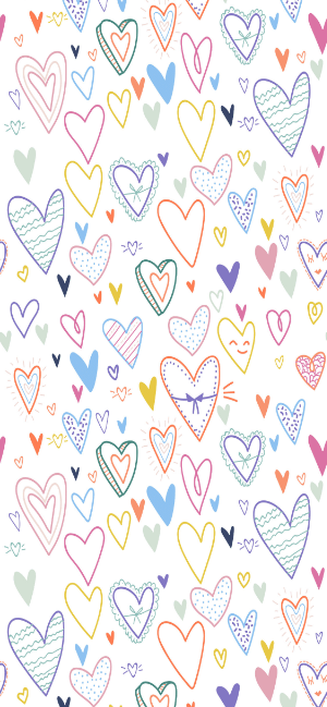 Colorful Heart Doodle Wallpaper for iPhone
