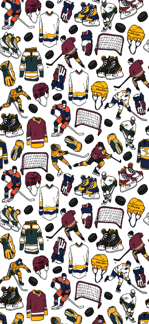 Colorful Hockey Doodle Wallpaper for iPhone