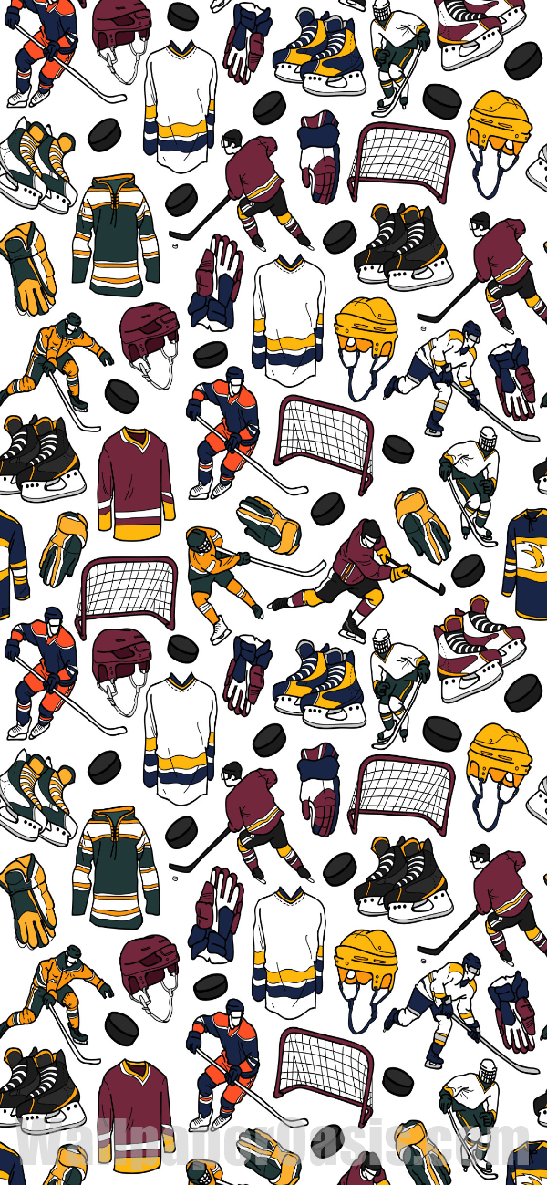 Colorful Hockey Doodle iPhone Wallpaper - available for iPhone 5 through iPhone X