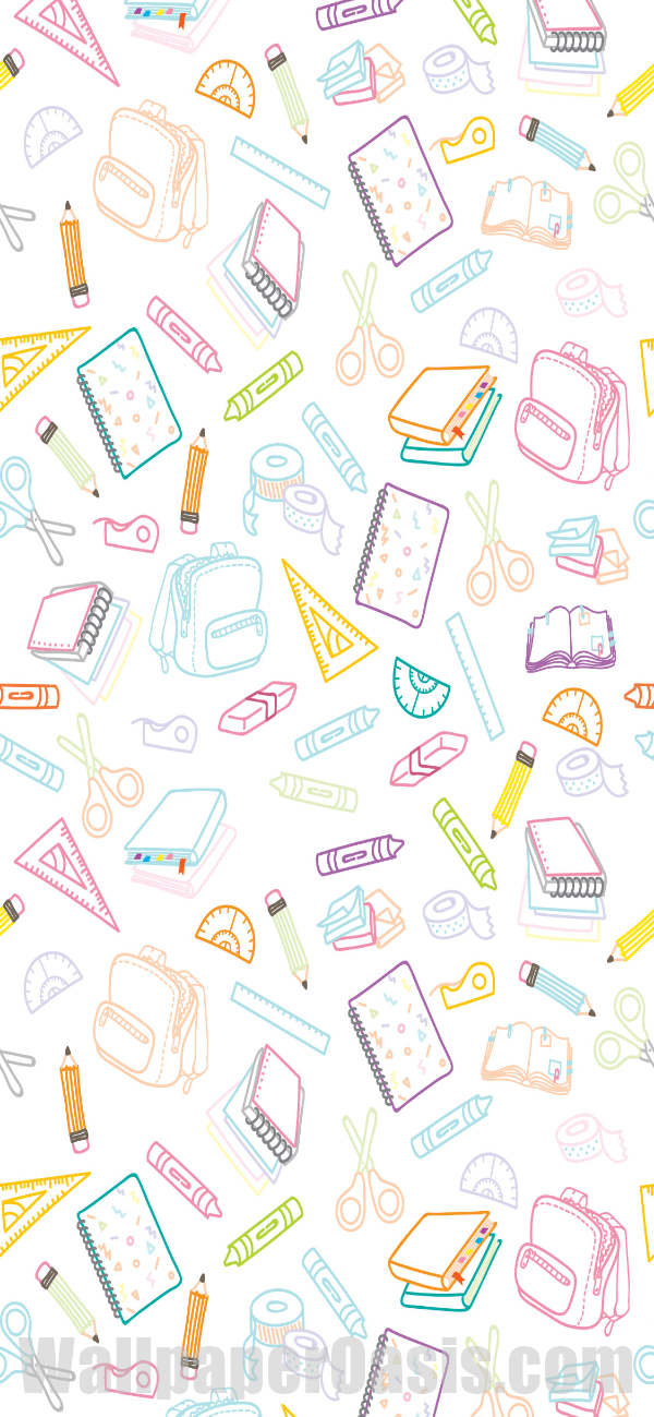 Colorful School Doodle iPhone Wallpaper - available for iPhone 5 through iPhone X