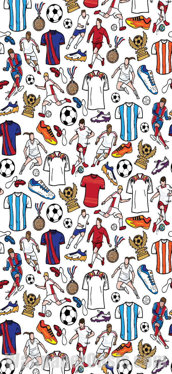 Colorful Soccer Doodle iPhone Wallpaper - available for iPhone 5 through iPhone X