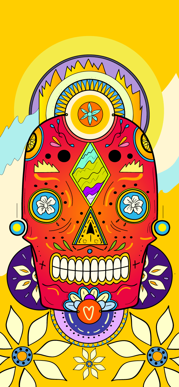 Colorful Sugar Skull iPhone Wallpaper - available for iPhone 5 through iPhone X