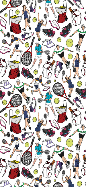 Colorful Tennis Doodle Wallpaper for iPhone