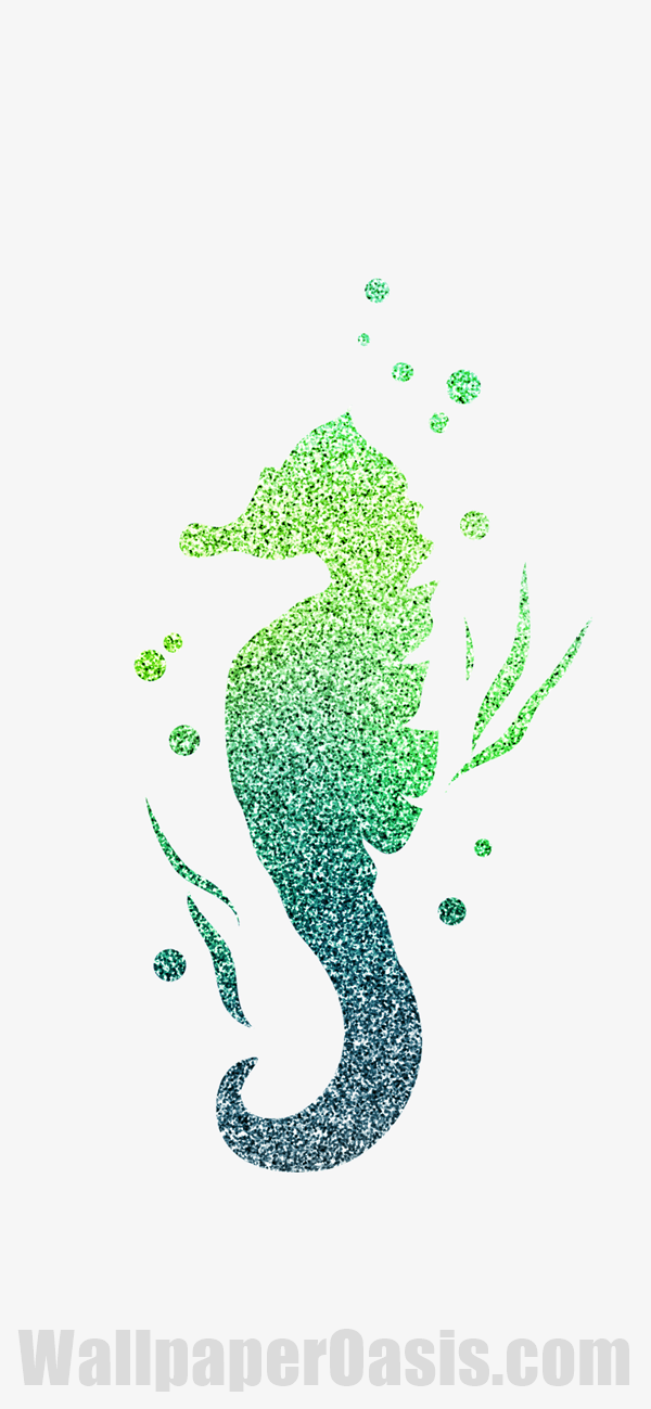 Glitter Seahorse iPhone Wallpaper - available for iPhone 5 through iPhone X