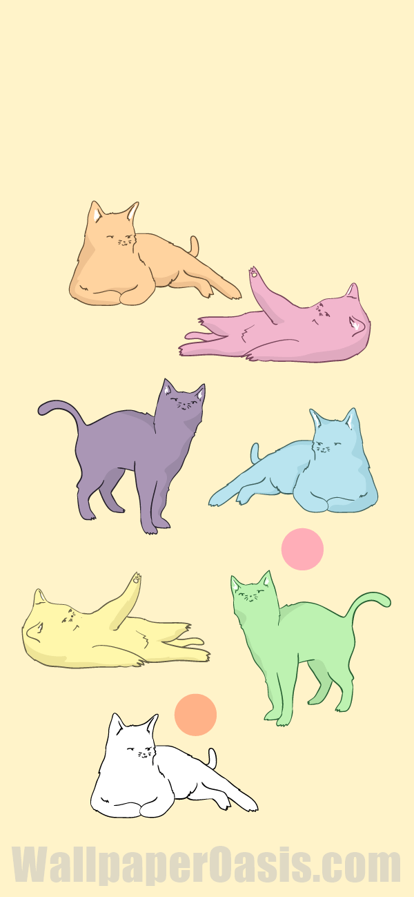 Pastel Cat iPhone Wallpaper - available for iPhone 5 through iPhone X