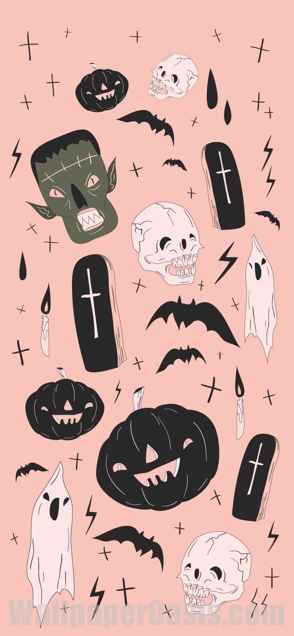 Pink Halloween iPhone Wallpaper - available for iPhone 5 through iPhone X