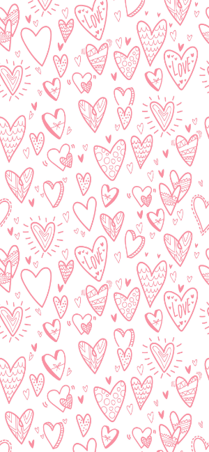 Pink Heart Doodle Wallpaper for iPhone