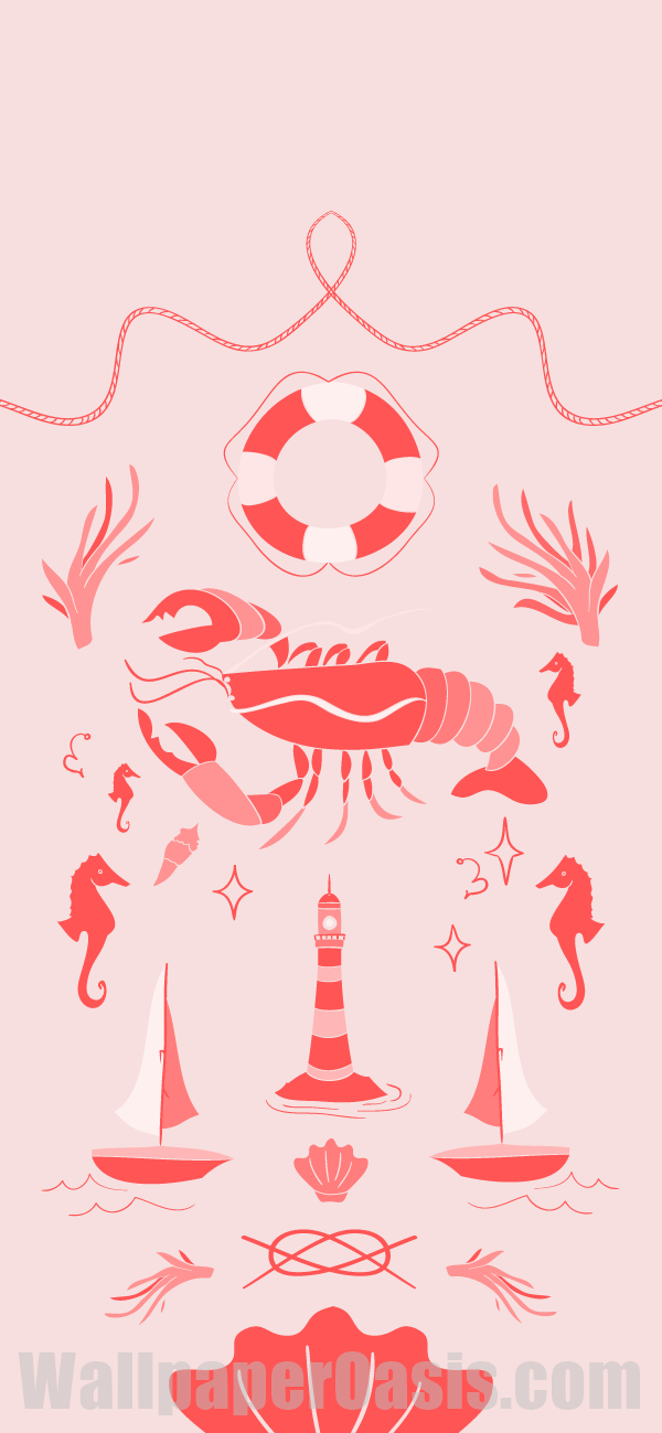 Pink Nautical iPhone Wallpaper - available for iPhone 5 through iPhone X