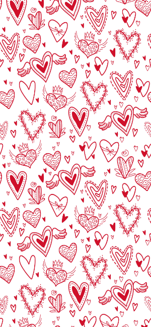 Red Heart Doodle Wallpaper for iPhone