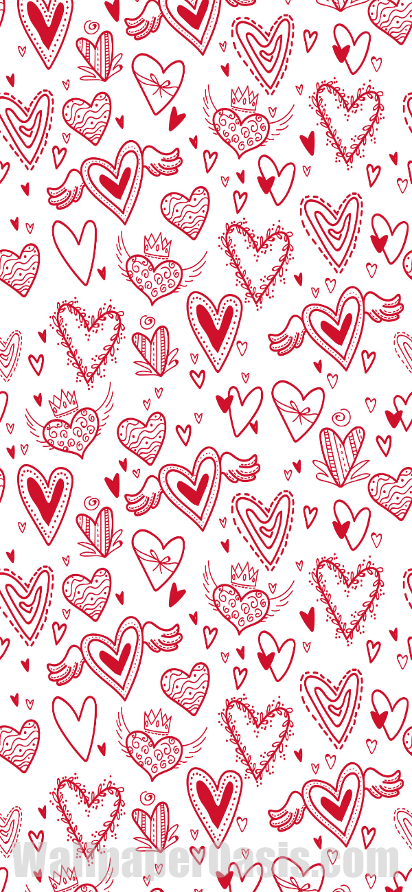 Red Heart Doodle iPhone Wallpaper