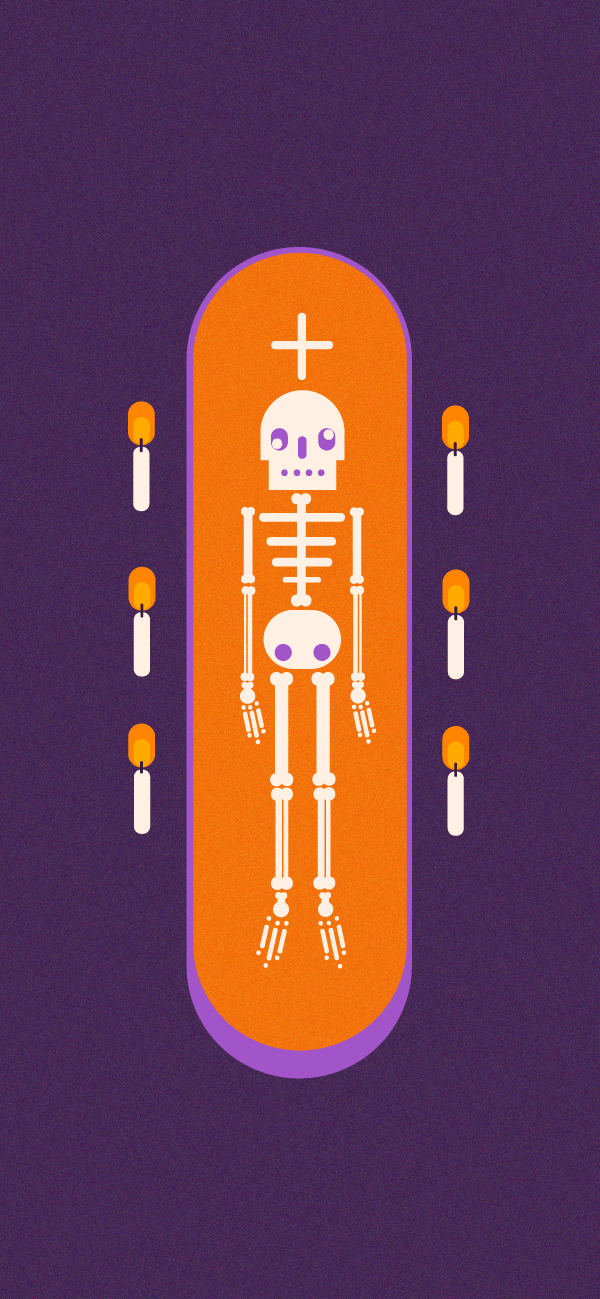 Skeleton in a Casket iPhone Wallpaper - available for iPhone 5 through iPhone X