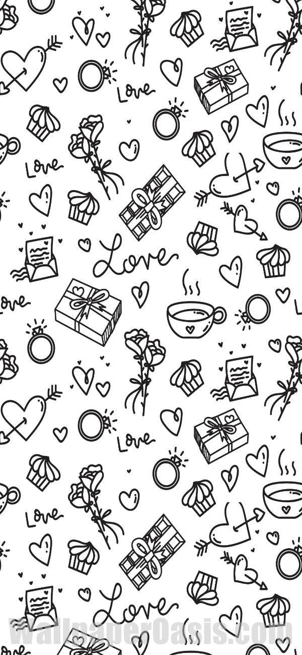 Valentine Doodle iPhone Wallpaper - available for iPhone 5 through iPhone X