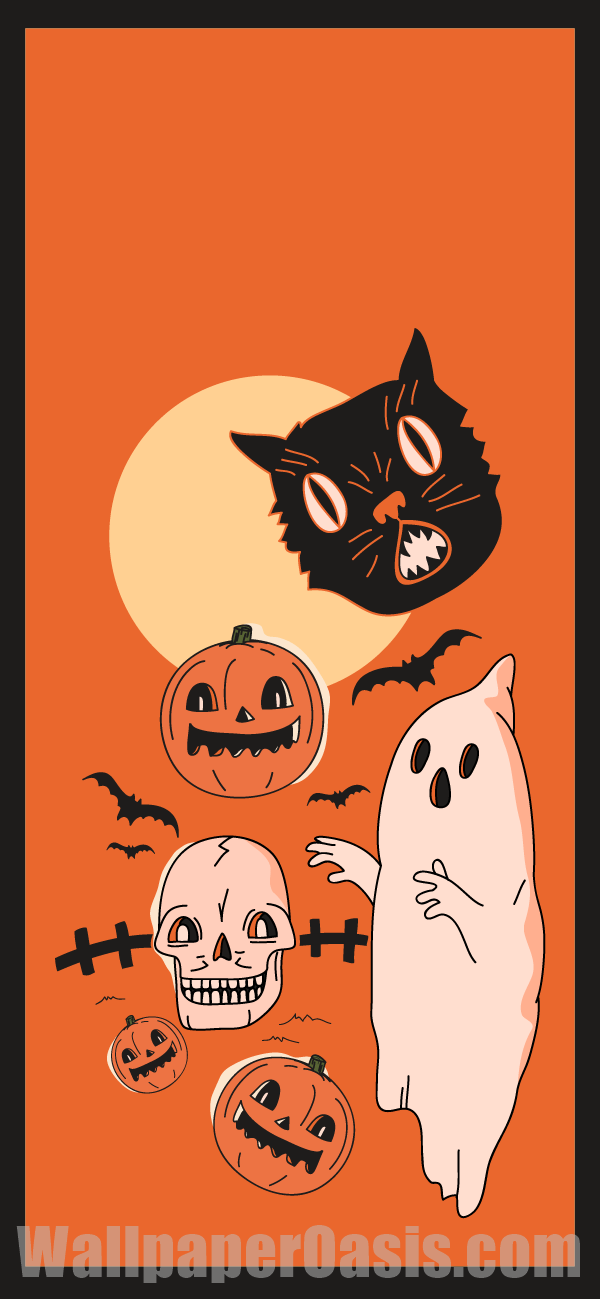 Vintage Halloween iPhone Wallpaper - available for iPhone 5 through iPhone X