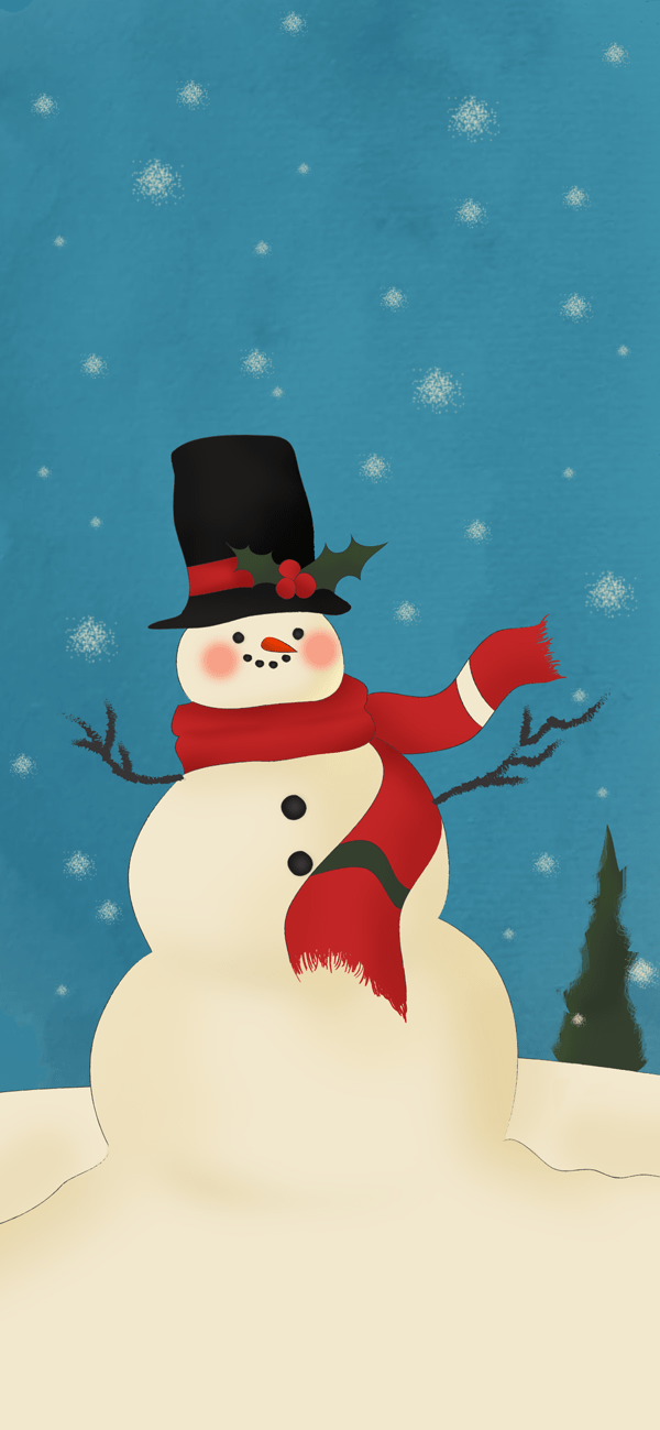 Vintage Snowman iPhone Wallpaper - available for iPhone 5 through iPhone X