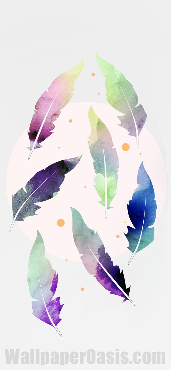 Watercolor Feather iPhone Wallpaper - available for iPhone 5 through iPhone X