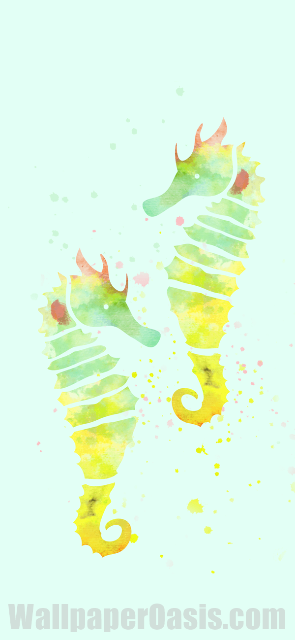 Watercolor Seahorse iPhone Wallpaper - available for iPhone 5 through iPhone X