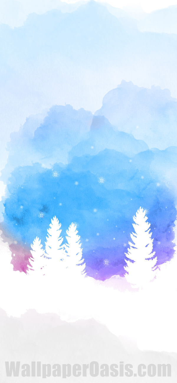Watercolor Winter iPhone Wallpaper - available for iPhone 5 through iPhone X