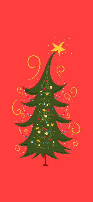 Whimsical Christmas Tree Wallpaper for iPhone