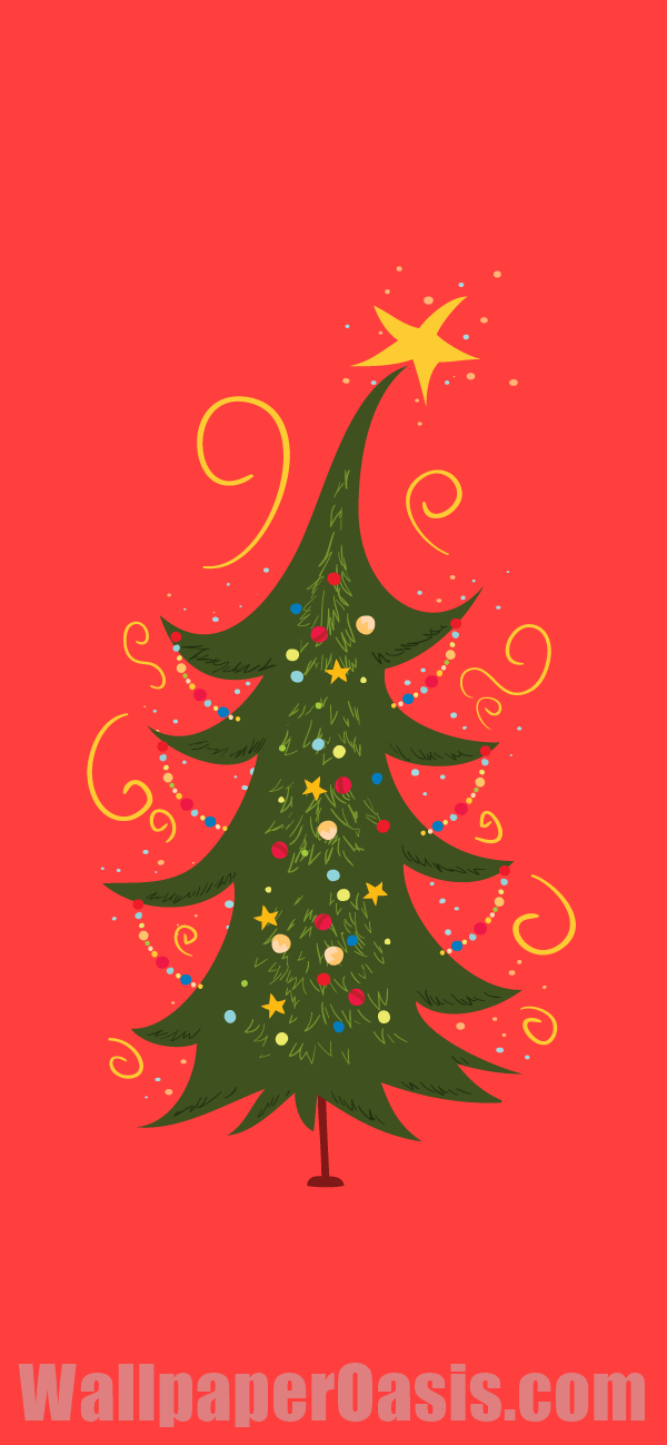 Whimsical Christmas Tree iPhone Wallpaper - available for iPhone 5 through iPhone X